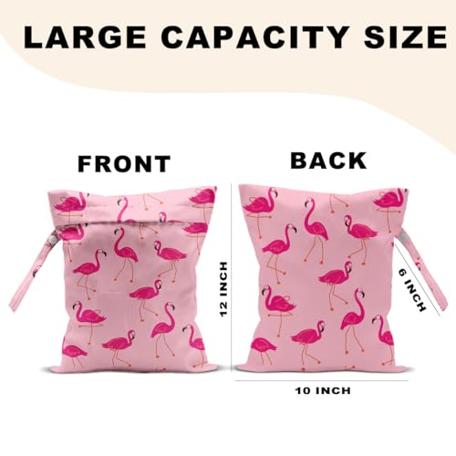 Pink Flamingo Wet Bag 12x10 Inch, Flamingo Waterproof Travel Laundry Bag - color: Flamingo 1418