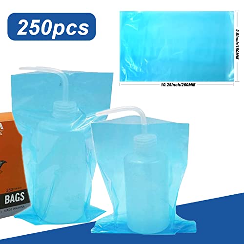 250pcs Tattoo Bottles Bags with 2pcs Wash Bottles 250ml - color: Blue+White