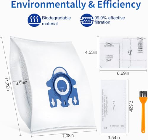 Rowhalf 12 Pack 3D Airclean Dust Bags for Miele GN C1 C2 C3 S2 S5 S8 Vacuum - size: 12 pack-GN