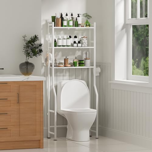 3-Tier Over Toilet Storage, Anti-Tip, 64" H, White - color: A-white