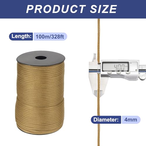 MECCANIXITY 5/32 Inch Braided Polypropylene Rope 328ft Brown - color: Brown, size: 5/32 Inch