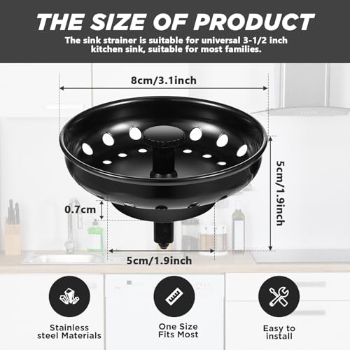 Retisee 2 Pcs Kitchen Sink Strainer Stopper Drain Plug, Matte Black - color: Matte Black