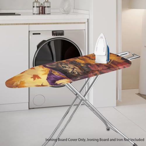 Halloween Cat Ironing Board Cover Scorch Resistant Padding Elastic Edge Heavy Duty Iron Pad Covers Fastener Strap Standard Padding Decorative Covers for Most Iron Boards - color: Halloween Cat5