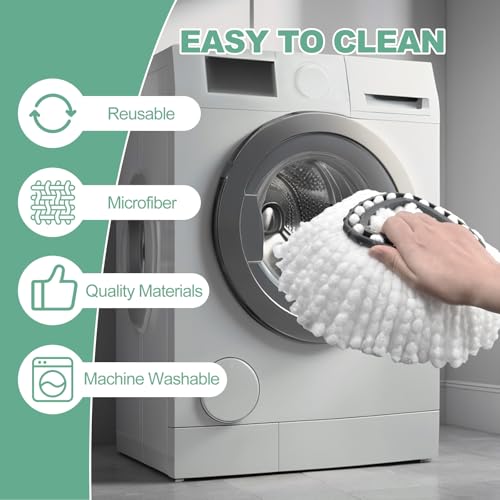 Mop Heads Replacements for Ocedar, Spin Mop Replacement for O-Cedar EasyWring 1 Tank System Mop Refills, Include 3 Pack Heads, 1 Scrub Brush & 1 Base Combo - size: Mop Heads for cedar 1 Tank