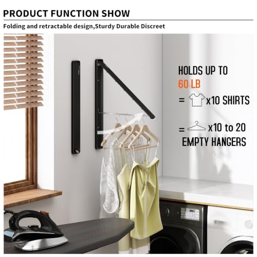 Folding Clothes Hanger Rack Wall mounted for Laundry Clothes Drying Rack - color: Black, size: 1 Rack (without Rod)