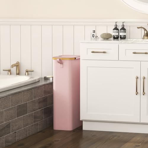 Lifewit 65L Slim Laundry Hamper with Lid and Removable Bag, Pink - color: Pink, size: 65L