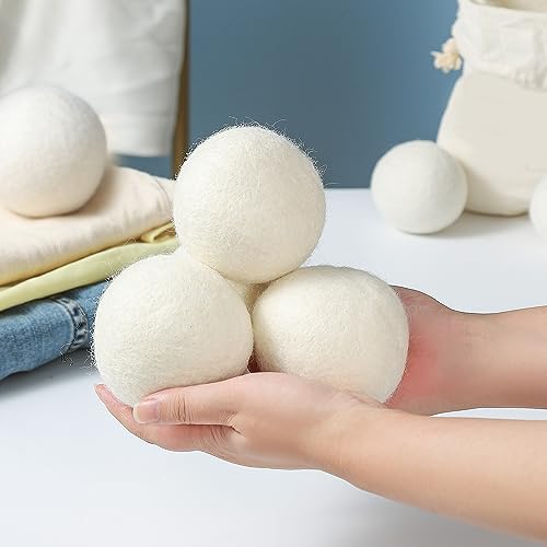 Wool Dryer Balls XL 6-Pack, Dryer Balls Laundry Reusable Reduce Clothing Wrinkles, Drying Clothes Faster