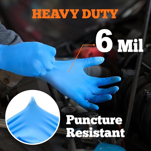 TitanFlex Nitrile Exam Gloves, Blue, 6-mil, Heavy Duty Nitrile Gloves, Mechanic Disposable Gloves, Latex Free, Powder Free - color: Blue - Small - Case of 1000