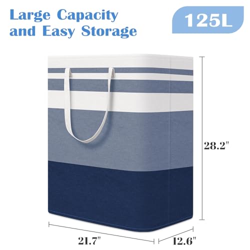 BlissTotes 3-Pack Laundry Basket, Collapsible Laundry Hamper, Blue, 125L - color: Blue, size: 125L
