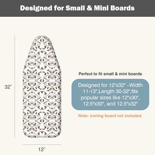 UniSimp Small Ironing Board Cover and Pad 12.5"x30" Small Iron Board Cover with Padding,Tabletop Mini Ironing Board Cover and Pad Small Size, Cotton Canvas, Heat Resistant, Drawstring Floral - color: Floral, size: 12.5" x 30"