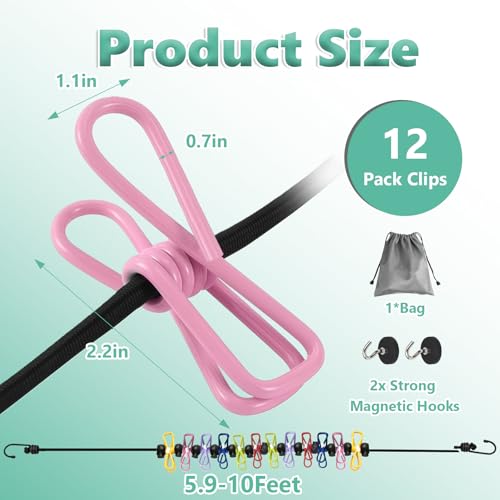 Magnetic Travel Clothesline for Cruise - Clothesline with 2 Magnetic Hooks