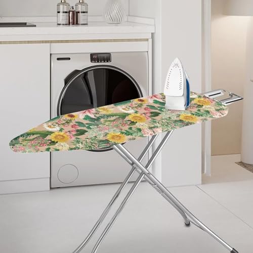 Cactus Ironing Board Cover, Heat Reflective and Stain Resistant 15x54 Thick Padding Heavy Duty Iron Board Replacement Cover - color: Cactus Floral
