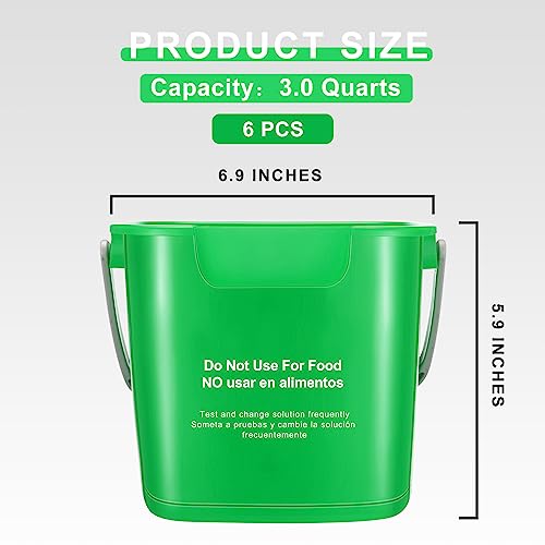 Roshtia 6 Pcs 3 Quart Sanitizing Cleaning Bucket Square, Green - color: Green