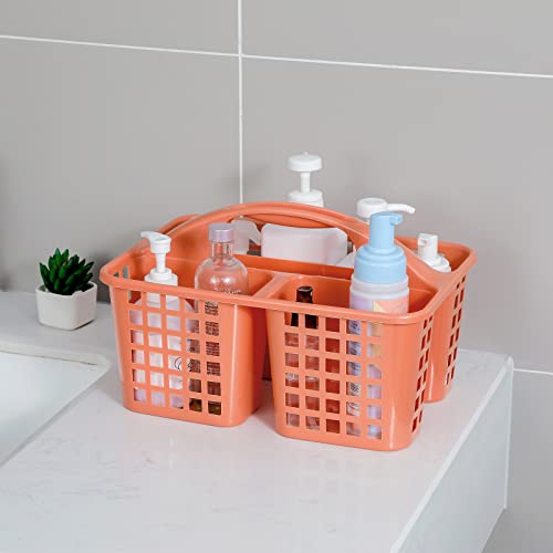 Portable Shower Caddy Basket Plastic Storage Basket with Compartment Orange - color: Orange