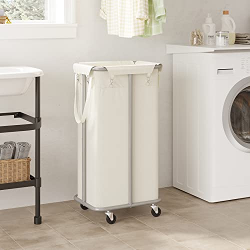 WOWLIVE 100L Rolling Laundry Basket with Wheels, Tall Laundry Hamper - color: Light Beige, size: 100 l (17.0×13.0×30.8 in)