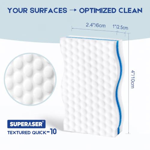 Magic Sponge Eraser, Tex-10 Scrub Melamine Sponges, 10 Pack - size: HD-PU-Durable 10-Pack