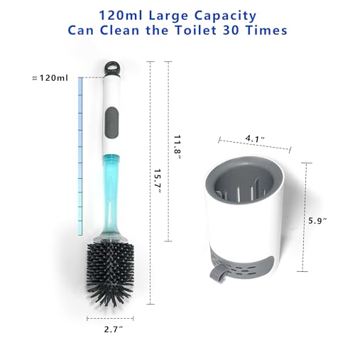 Silicone Toilet Brush and Holder Set with Built-in Sprayer 2 Pack