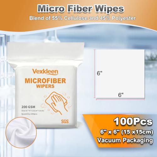 6" x 6" Durable & Absorbent Microfiber Wipes (100 Pcs, 200GSM) - size: 6" x 6" (Pack of 100)
