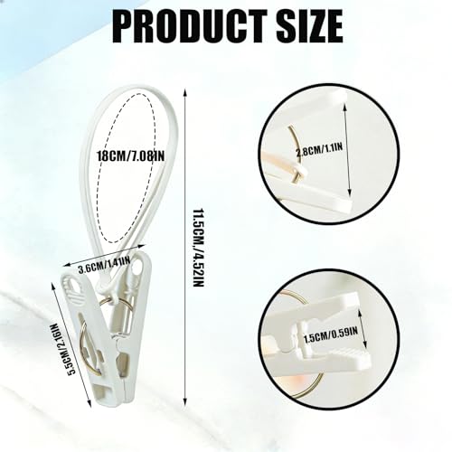 30 Piece Set of Multi-Purpose Laundry Hook and Loop, White Hanger Clips for Pants, Wardrobe Organizer with Plastic Rope Buckle, Suitable for Hats, Socks, Boots, Towels, Bathroom