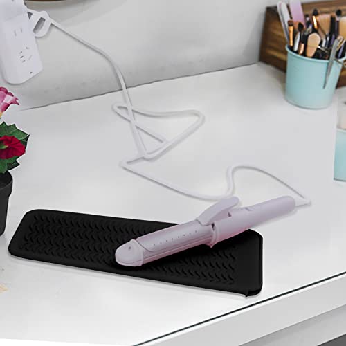 Silicone Heat Resistant Mat Pouch for Hair Straightener,Curling Iron, Black - color: Black, size: 2 Pack