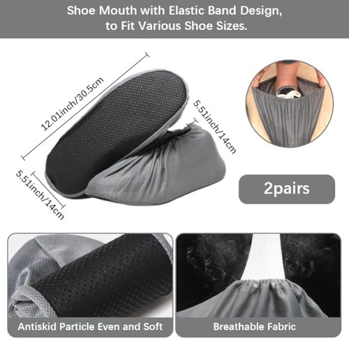 2 Pairs Premium Reusable Shoe and Boot Covers Gray Non Slip Washable Breathable Thickened Boot Covers for Contractors Household Carpet Floor Protection, Fits Virtually Most Shoes, Large - color: Gray