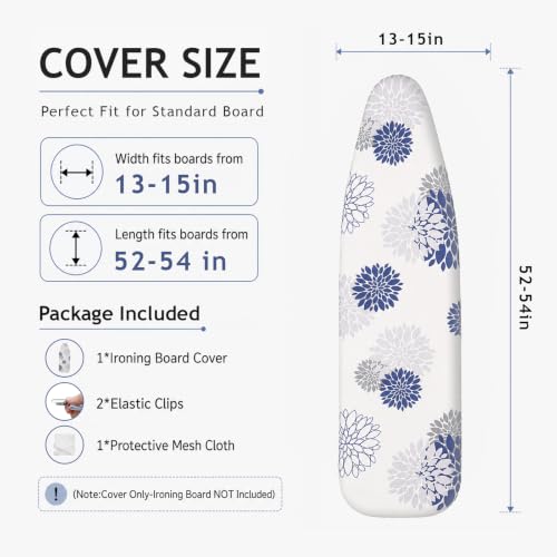 SheeChung Ironing Board Cover and Pad 15"x54",Thick Padding,Elastic Edge - color: Dahlia, size: 15"X54"