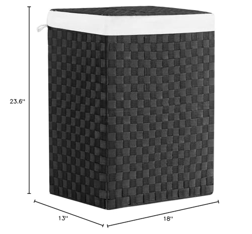 YOUDENOVA Handwoven Laundry Basket Hamper with Removable Liner Bag and Lid - color: Black