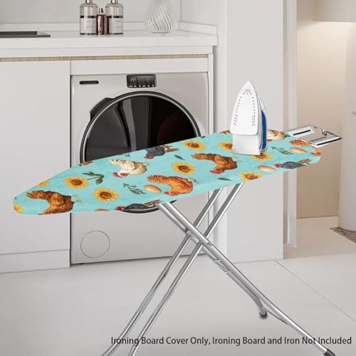 Table Top Ironing Board Cover, Non-Slip Ironing Board Protective Sleeve Replacement Covers Chicken Sunflower Iron Board Covers - color: Chicken Sunflower