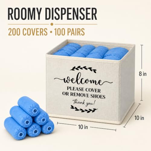 Suzile 200 Pack Disposable Shoe Covers with Dispenser Box, Beige - color: Beige