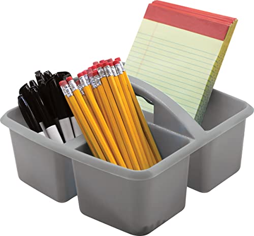 Teacher Created Resources Gray Portable Plastic Storage Caddy 6-Pack for Classrooms, Kids Room, and Office Organization, 3 Compartments - color: Gray