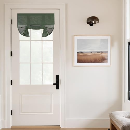 NICETOWN Forest Green Linen Door Curtains for French Door Windows, 26 x 68 Inch for Glass Window, Thermal Insulated Shade for Bedroom, 1 Panel - color: Forest Green, size: 26"W x 68"L (Pack of 1)