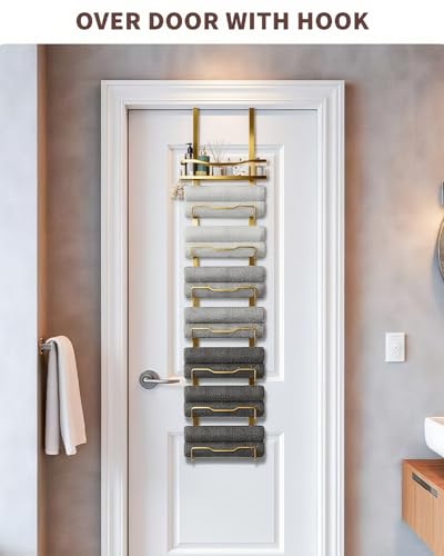 Aetyord Hanging Towel Racks for Bathroom Storage - color: Gold, size: 8 Tier