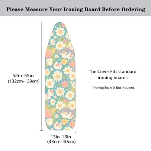 Ironing Board Cover, Universal Stretchy Stain Reisstant Protector for Ironing Board with Elastic Edge Ironing Board Accessories Lightweight Fashion Household Items Pink Flower - color: Little Pink Flower
