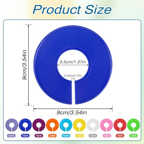 Mozeat Lens 10 PCS Closet Dividers for Hanging Clothes, Color Plastic Hanger Tags Clothing Rack Dividers Round Closet Labels Reusable Wardrobe Hanger Separator (10 Colors)