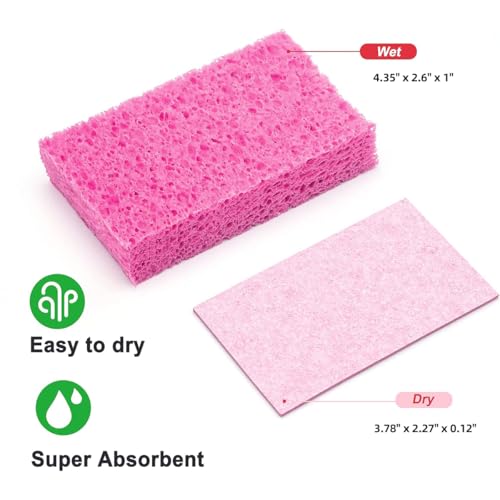 6 - Pack Non-Scratch Scrub Sponges - Sponges for Dishes and Washing Dishes, Cleaning Sponges for Kitchen Home Office, Magical 3D DIY Art and Craft Suppliers(Pink) - color: Pink, size: 6 - Pack