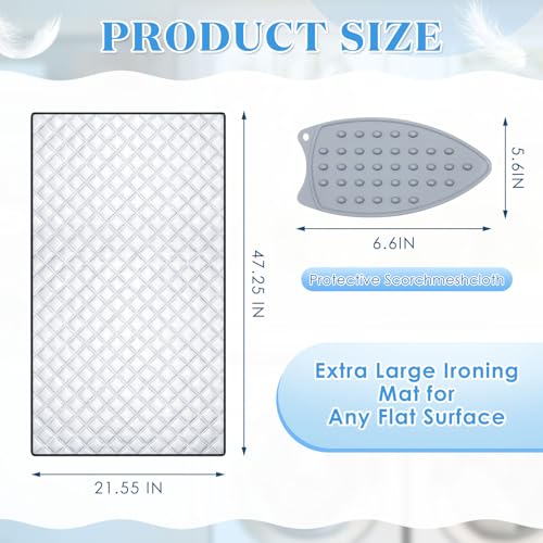 Tigeen Large Ironing Mat 47" x 22", Foldable Pressing Blanket for Countertop, Tabletop, Washer & Dryer, Thick Double-Sided Pad with Silicone Iron Rest, Portable Ironing Board Alternative