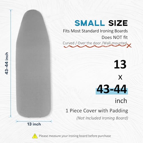 Small Ironing Board Cover 13"x43", RAINHOL Grey - color: Gray, size: 43"L x 13"W