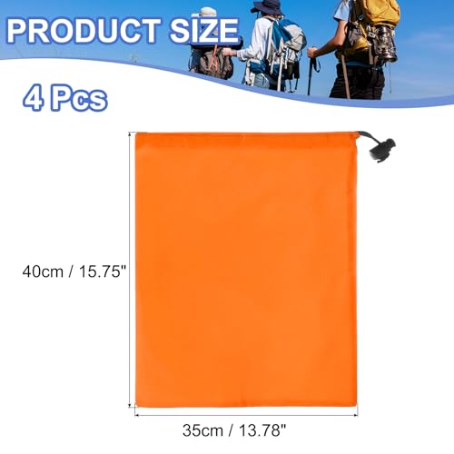 Drawstring Bag with Toggle, Stuff Sack String Waterproof Travel Storage Bags Cinch Stuff Pouch -Fitting for (Gym/Traveling/Hiking/Yoga/Office/Shoes) 16 x 14 & 4 Pack & Orange - color: Orange, size: 16 x 14"