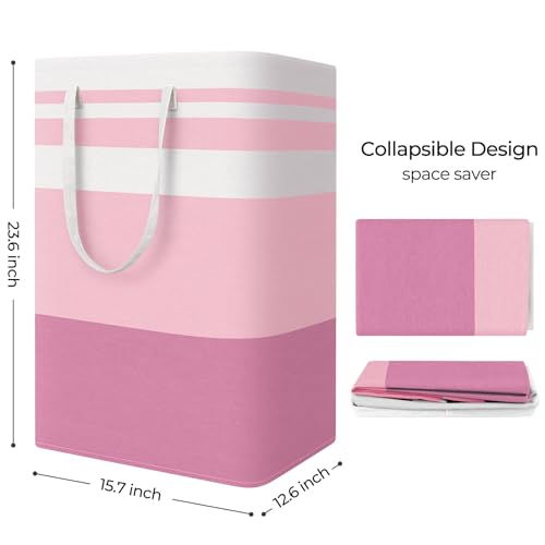 StorageRight Laundry Basket Hamper, 75L Collapsible Clothes Storage, Pink - color: Pink, size: 75L