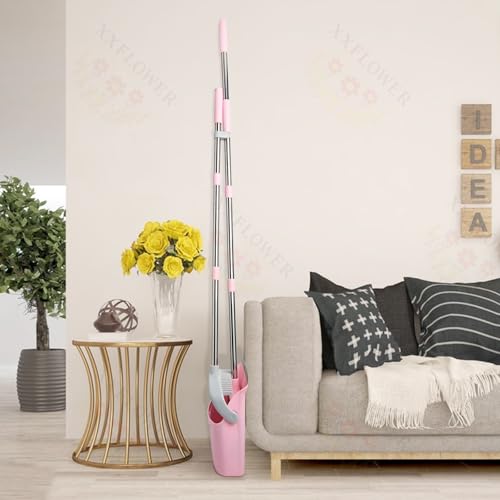 Broom and Dustpan Combo Set,51" Long Handle,Gray Pink - color: Pink 1-pack