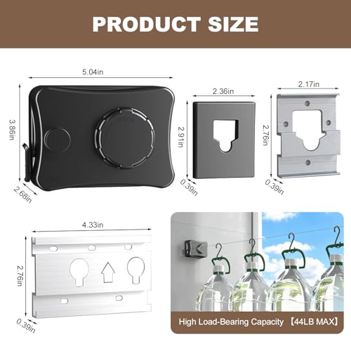 Retractable Clothesline for Indoor & Outdoor Use, Black - color: Black