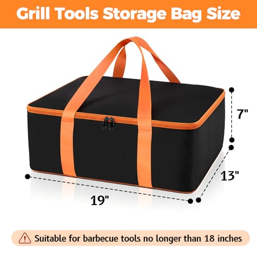 Grill Utensil Storage Bag for Outdoor Grilling, 19 x 13 x 7in, Black - color: Black, size: 19" x 13" x 7"