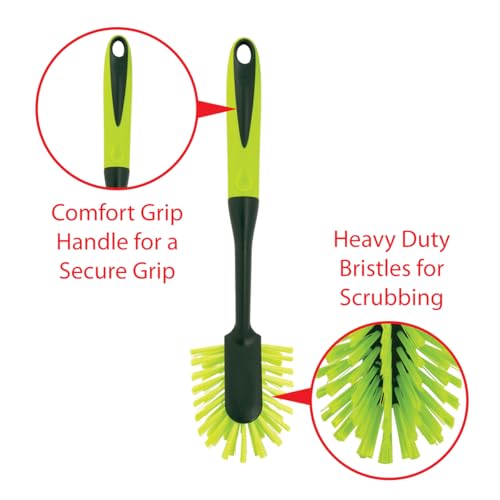 Pine-Sol Scrub Brush Set - Long Handle Cleaning Brushes with Heavy Duty Bristles and Comfort Grip - Scrubbers for Kitchen, Household, and Dishwashing, 2 Piece Set (Pack of 12) - size: 2 Piece Set (Pack of 12)