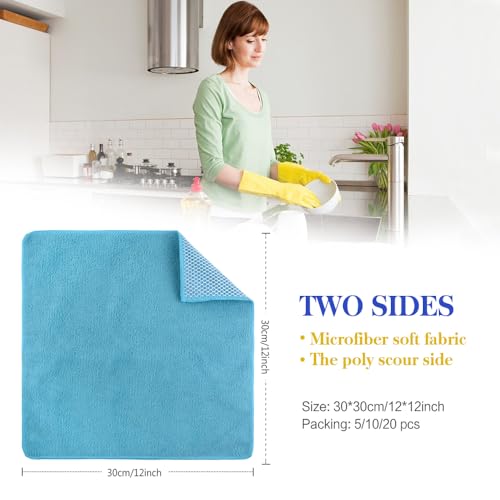 SINLAND Dish Cloth for Washing Dishes Kitchen Washcloth Cleaning Cloth - color: Assorted Color, size: 12inchx12inch 20pack