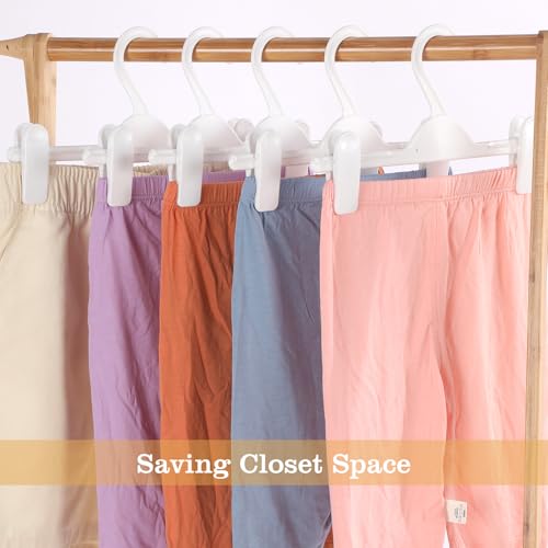 Weysat 20 Pack Kids Pants Hangers with Clips, 11 Inch White Plastic