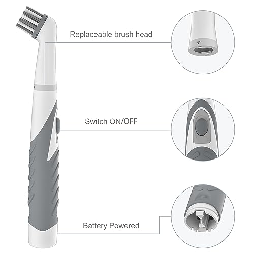 Electric Cleaning Brush with 4 in 1 Multiple Brush Heads, Indoor Household Cordless Motorized Brush for Bathroom Toilet Kitchen Tile Crevice(Grey) - color: Gray