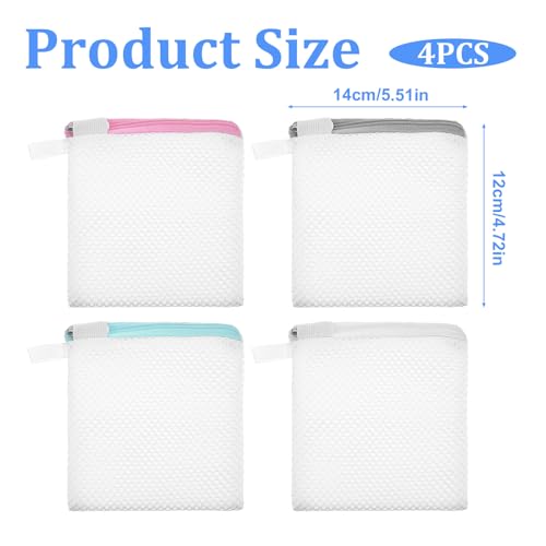 4PCS Small Mesh Laundry Bag Anti-Sticking Laundry Pods Bag with Zipper Portable Washing Machine Scent Beads Storage Lingerie Bags for Washing Laundry Pods and Scent Beads 4.7X5.5inch
