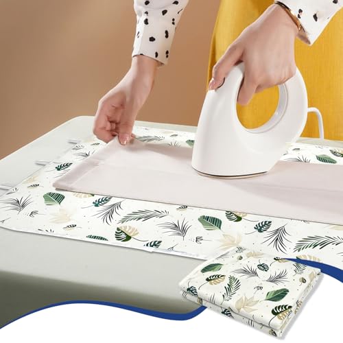 Portable Ironing Mat for Desktop, 3mm Thick Padding & Heat Resistant Cover for Steam Iron, Quilting & Travel – Foldable Ironing Board Alternative (Foliage Pattern) - color: Foliage Pattern