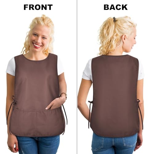 TFTAFAN Cobbler Apron Unisex Waterproof Apron with 2 Deep Pockets Art Smock for Painting Cleaning Artiest Apron work kitchen - color: Coffee & Khaki & Green