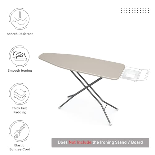Encasa XO Ironing Board Cover and Pad 49"x18" Wide, Scorch Resistant - color: Beige, size: Wide (49"x18")